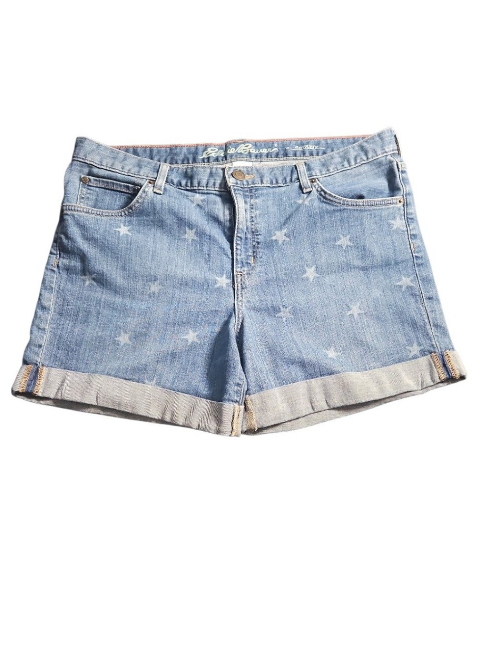 Eddie Bauer Women's Boyfriend Lightwash Star Shorts Size 12